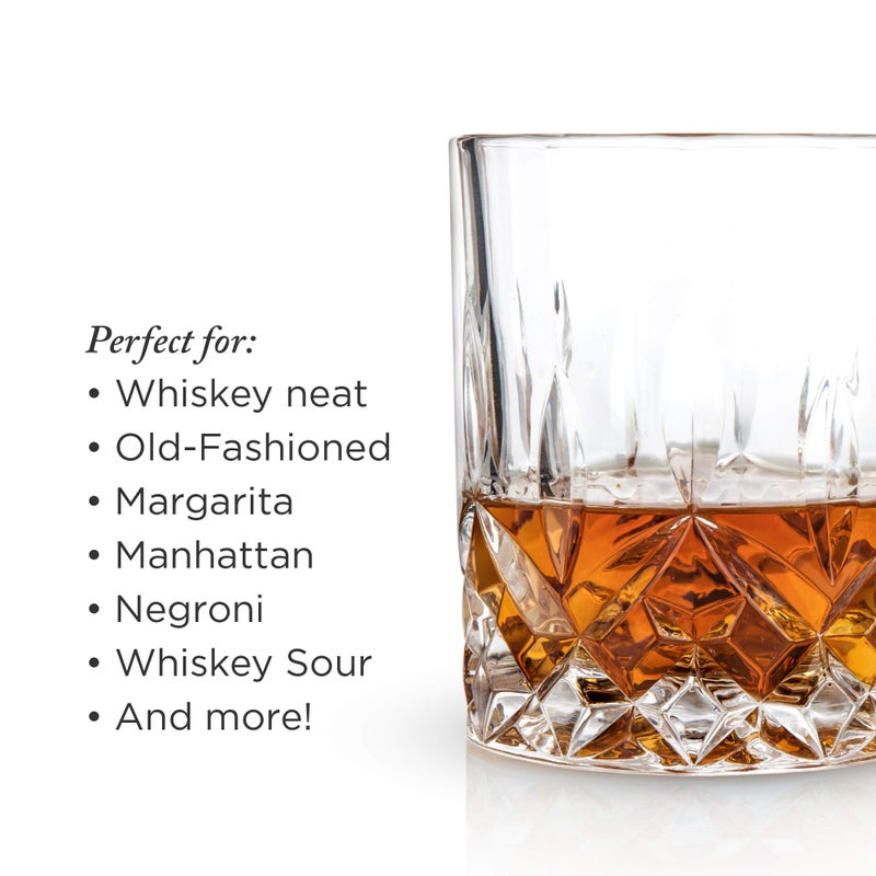 Viski Admiral Crystal Whiskey Tumbler Set of 2 - Premium Crystal Clear Liquor Drinking Glass, Classic Lowball Cocktail Glasses Gift Set, 9 Oz - Image 4